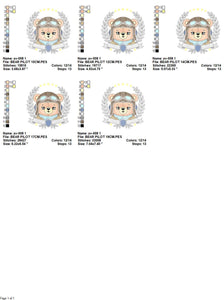 Pilot Bear frame embroidery designs - Aviator Teddy Bear with googles laurel embroidery design machine embroidery pattern - instant download