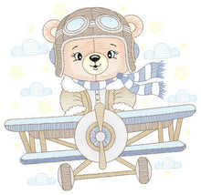 Cargar imagen en el visor de la galería, Pilot Bear embroidery designs - Plane embroidery design machine embroidery pattern - Aviator Teddy Bear embroidery file - instant download
