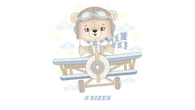 Laden Sie das Bild in den Galerie-Viewer, Pilot Bear embroidery designs - Plane embroidery design machine embroidery pattern - Aviator Teddy Bear embroidery file - instant download
