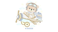 Load image into Gallery viewer, Pilot Bear embroidery designs - Plane embroidery design machine embroidery pattern - Aviator Teddy Bear embroidery file - instant download
