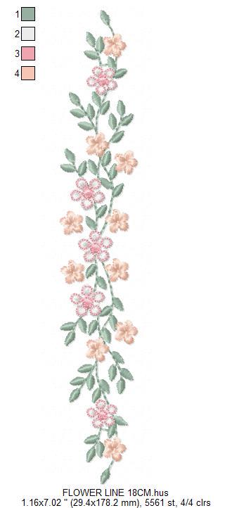 Flower line embroidery designs - Roses embroidery design machine embroidery pattern - Kitchen towel embroidery file - instant download pes