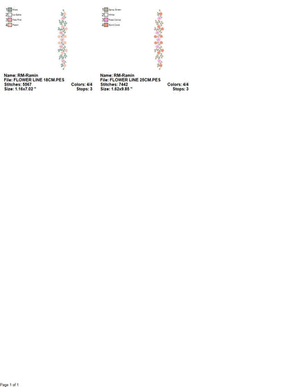Flower line embroidery designs - Roses embroidery design machine embroidery pattern - Kitchen towel embroidery file - instant download pes