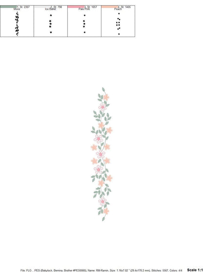 Flower line embroidery designs - Roses embroidery design machine embroidery pattern - Kitchen towel embroidery file - instant download pes