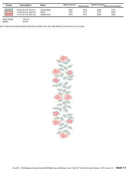 Flowers embroidery designs - Roses embroidery design machine embroidery pattern - Entwined roses towel embroidery file - instant download