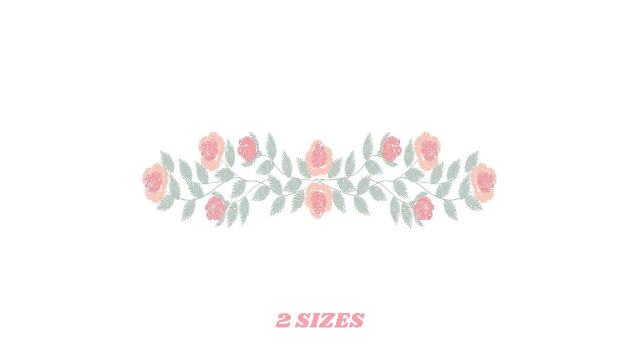 Flowers embroidery designs - Roses embroidery design machine embroidery pattern - Entwined roses towel embroidery file - instant download