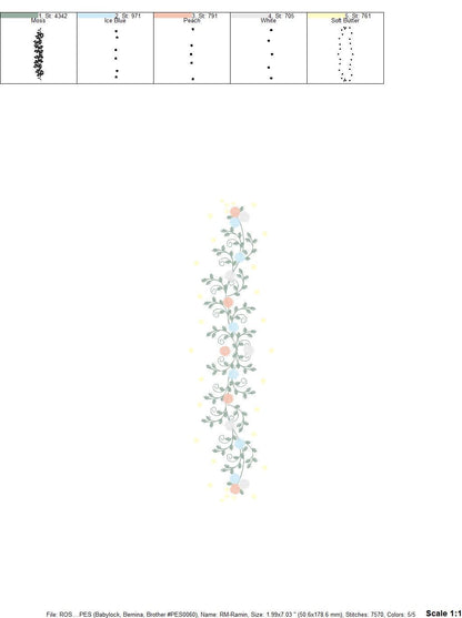 Flower line embroidery designs - Roses embroidery design machine embroidery pattern - Kitchen towel embroidery file - instant download dst