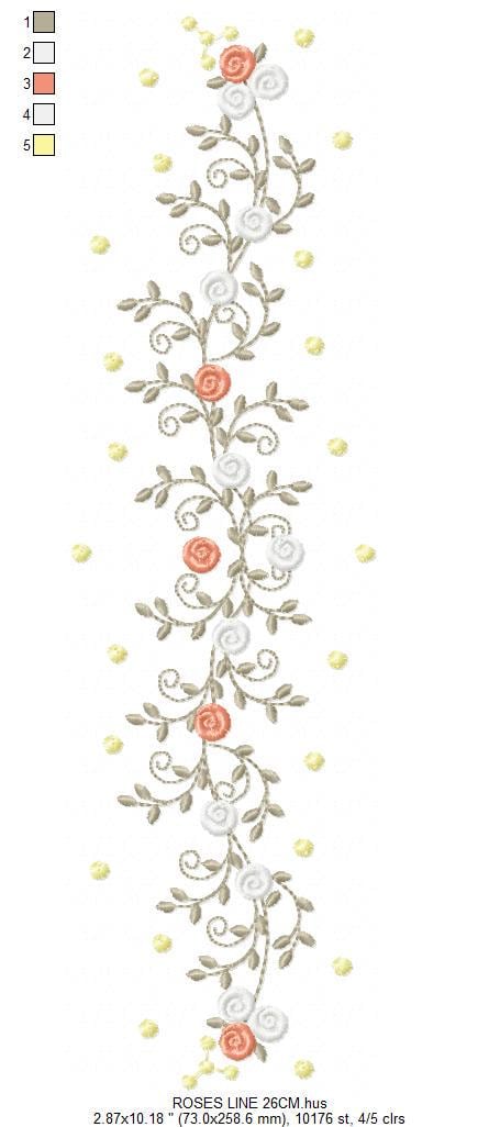 Flower line embroidery designs - Roses embroidery design machine embroidery pattern - Kitchen towel embroidery file - instant download dst