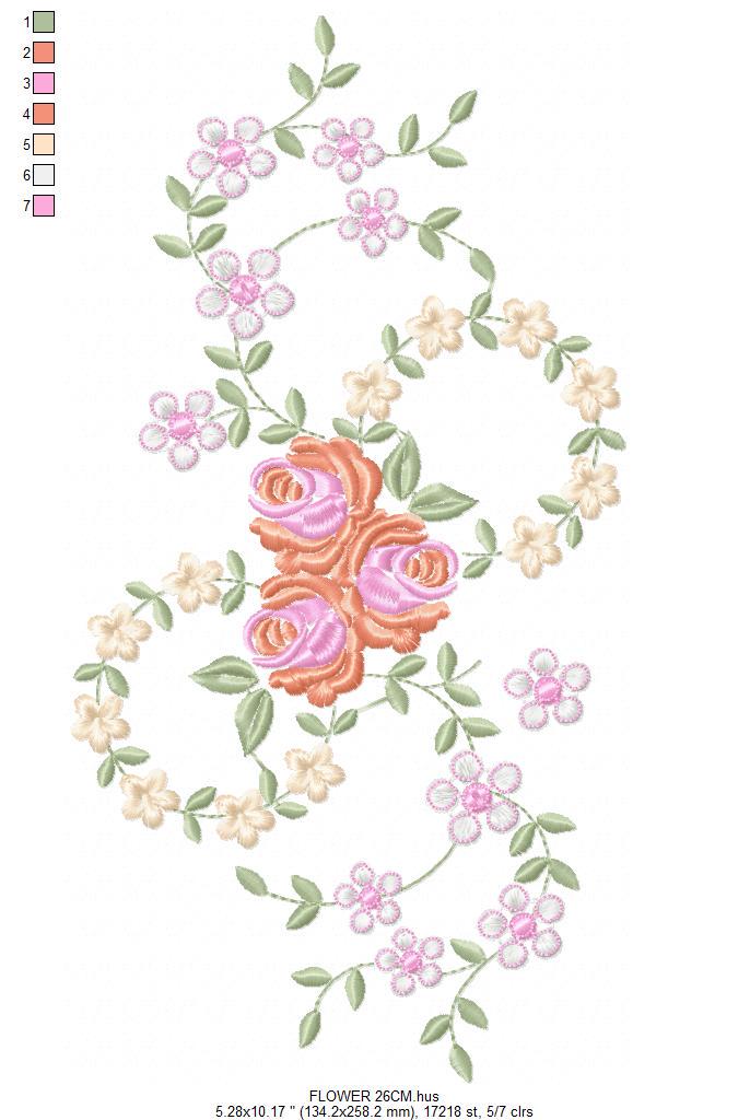 Flowers embroidery designs - Kitchen Towel embroidery design machine embroidery pattern - Rose embroidery file - instant digital download