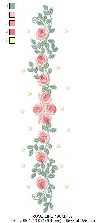 Flower line embroidery designs - Roses embroidery design machine embroidery pattern - Kitchen towel embroidery file - instant download pes