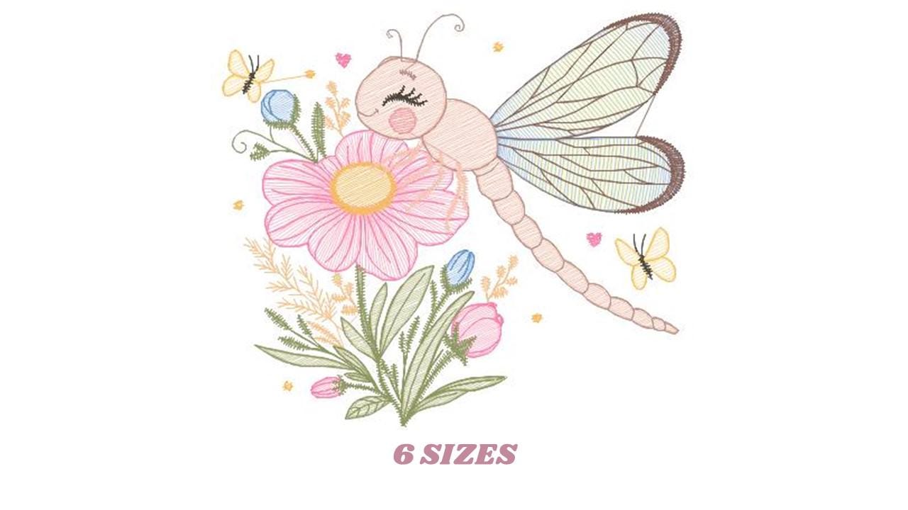Dragonfly embroidery design - Spring Garden Bug embroidery designs machine embroidery pattern - Kitchen Towel embroidery - instant download