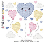 Charger l&#39;image dans la galerie, Balloon embroidery design - Balloons embroidery designs machine embroidery pattern - Heart balloon cloud - birthday embroidery file download
