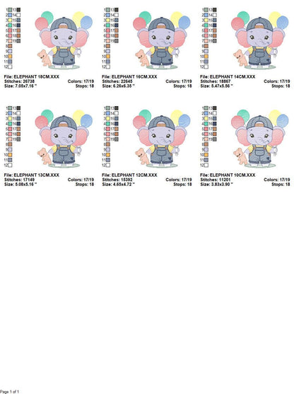 Elephant embroidery designs - Elephant with balloons embroidery design machine embroidery pattern - Safari embroidery - instant download