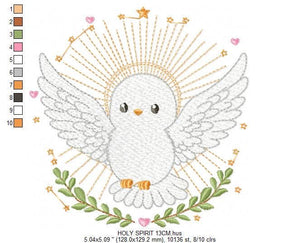 Dove embroidery designs - Holy Spirit embroidery design machine embroidery pattern - Catholic embroidery - Religious Eucharist - download