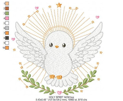 Dove embroidery designs - Holy Spirit embroidery design machine embroidery pattern - Catholic embroidery - Religious Eucharist - download