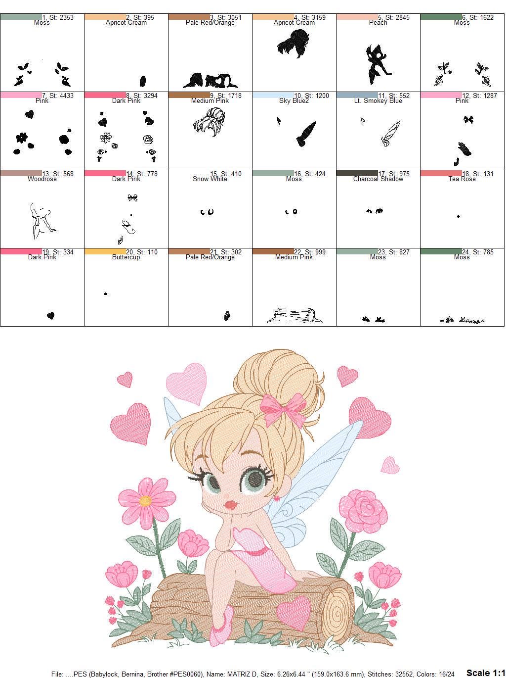 Fairy embroidery designs - Baby girl embroidery design machine embroidery pattern - Pixie embroidery file - Fairy design Instant Download