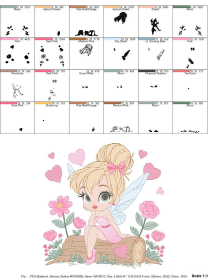 Fairy embroidery designs - Baby girl embroidery design machine embroidery pattern - Pixie embroidery file - Fairy design Instant Download