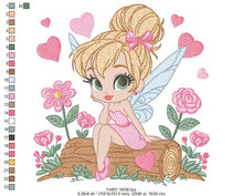 Load image into Gallery viewer, Fairy embroidery designs - Baby girl embroidery design machine embroidery pattern - Pixie embroidery file - Fairy design Instant Download
