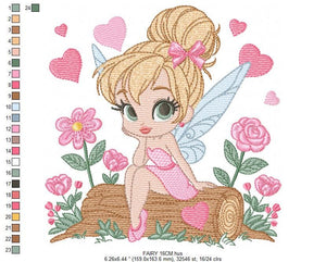 Fairy embroidery designs - Baby girl embroidery design machine embroidery pattern - Pixie embroidery file - Fairy design Instant Download