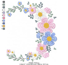 Cargar imagen en el visor de la galería, Flower Frame embroidery designs - Monogram Flower embroidery design machine embroidery pattern - Flower Wreath embroidery - instant download
