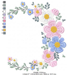 Flower Frame embroidery designs - Monogram Flower embroidery design machine embroidery pattern - Flower Wreath embroidery - instant download