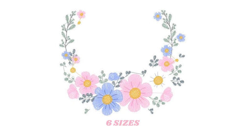 Flower Frame embroidery designs - Monogram Flower embroidery design machine embroidery pattern - Flower Wreath embroidery - instant download