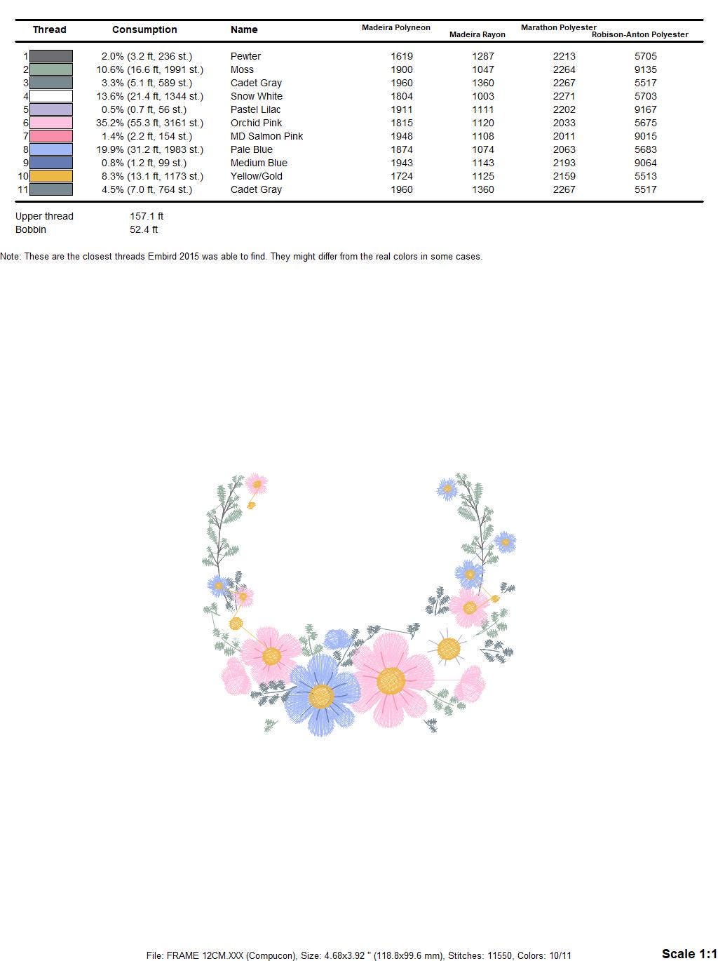 Flower Frame embroidery designs - Monogram Flower embroidery design machine embroidery pattern - Flower Wreath embroidery - instant download