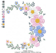 Charger l&#39;image dans la galerie, Flower Frame embroidery designs - Monogram Flower embroidery design machine embroidery pattern - Flower Wreath embroidery - instant download
