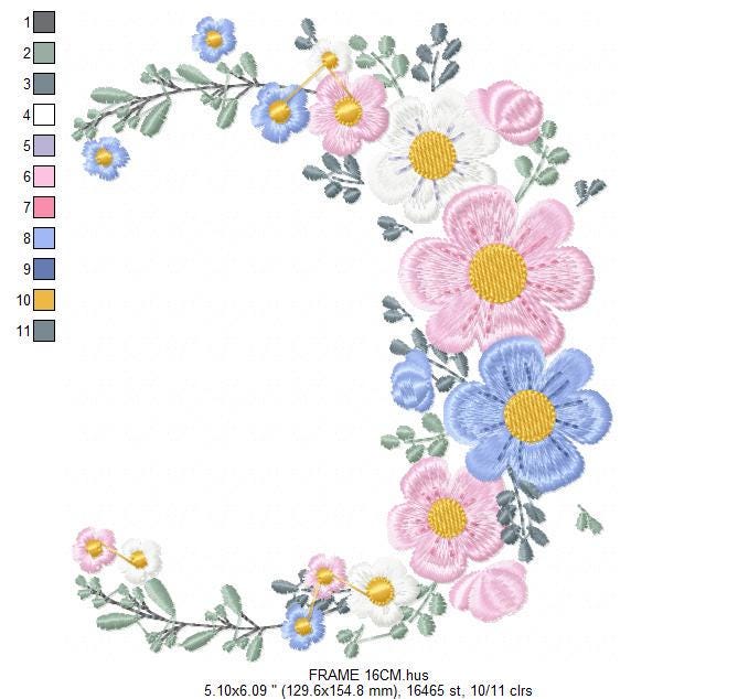 Flower Frame embroidery designs - Monogram Flower embroidery design machine embroidery pattern - Flower Wreath embroidery - instant download