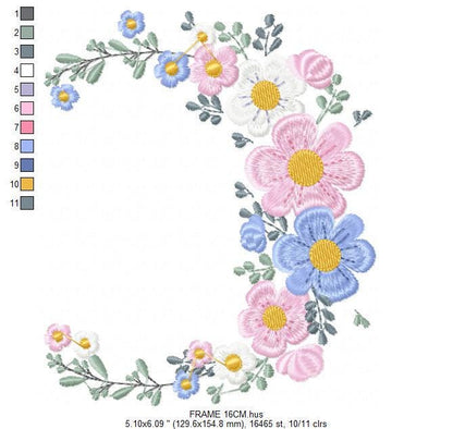 Flower Frame embroidery designs - Monogram Flower embroidery design machine embroidery pattern - Flower Wreath embroidery - instant download
