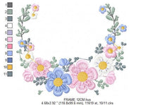 Load image into Gallery viewer, Flower Frame embroidery designs - Monogram Flower embroidery design machine embroidery pattern - Flower Wreath embroidery - instant download
