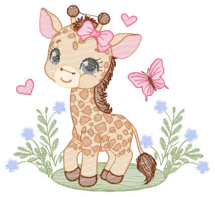 Giraffe embroidery designs - Safari animals embroidery design machine embroidery pattern - Baby girl embroidery file - instant download pes