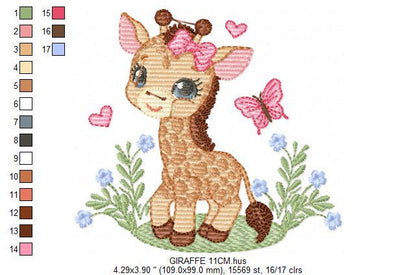 Giraffe embroidery designs - Safari animals embroidery design machine embroidery pattern - Baby girl embroidery file - instant download pes