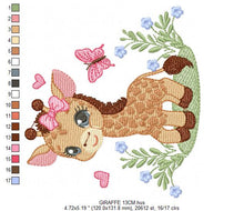 Load image into Gallery viewer, Giraffe embroidery designs - Safari animals embroidery design machine embroidery pattern - Baby girl embroidery file - instant download pes
