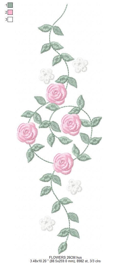 Flowers embroidery designs - Roses embroidery design machine embroidery pattern - Monogram embroidery file - instant download towels pes jef