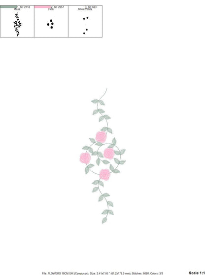 Flowers embroidery designs - Roses embroidery design machine embroidery pattern - Monogram embroidery file - instant download towels pes jef