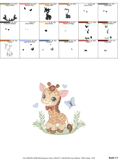 Giraffe embroidery designs - Safari animal embroidery design machine embroidery pattern - Baby boy embroidery file - instant download pes