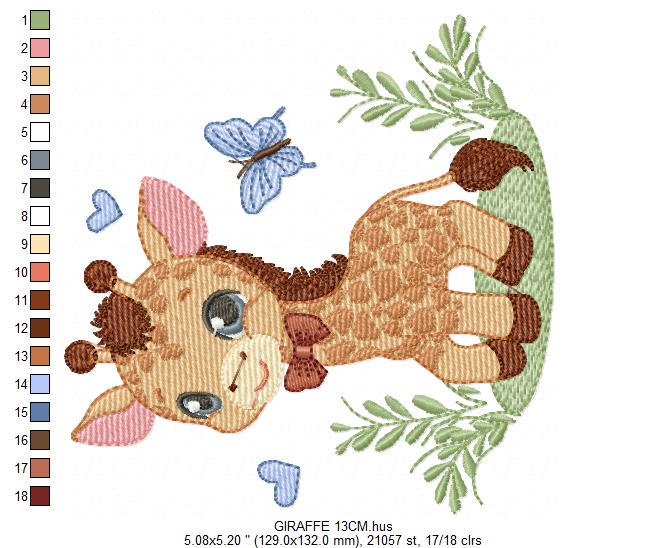 Giraffe embroidery designs - Safari animal embroidery design machine embroidery pattern - Baby boy embroidery file - instant download pes