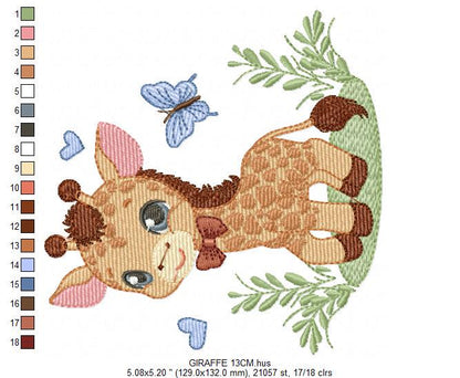 Giraffe embroidery designs - Safari animal embroidery design machine embroidery pattern - Baby boy embroidery file - instant download pes