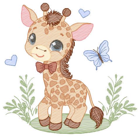 Giraffe embroidery designs - Safari animal embroidery design machine embroidery pattern - Baby boy embroidery file - instant download pes