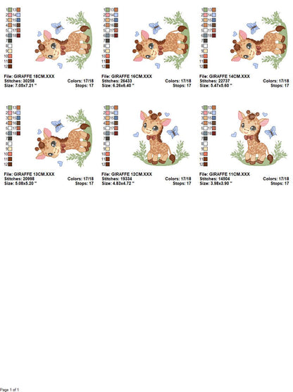 Giraffe embroidery designs - Safari animal embroidery design machine embroidery pattern - Baby boy embroidery file - instant download pes