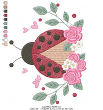 Load image into Gallery viewer, Ladybug embroidery designs - Baby Girl embroidery design machine embroidery pattern - Lady bug with flowers - Kitchen Towel instant download
