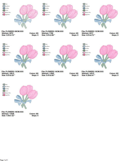 Tulip bouquet embroidery designs - Flower embroidery design machine embroidery pattern - Tulips embroidery file - instant download pes jef