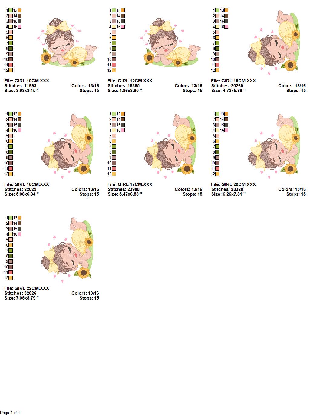 Baby girl embroidery designs - Girl with sunflower embroidery design machine embroidery pattern - Princess with lace embroidery download pes