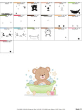 Cargar imagen en el visor de la galería, Bathing Bear embroidery designs - Baby boy embroidery design machine embroidery pattern - Bear with soap bubbles tub embroidery download jef
