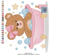 Carica l&#39;immagine nel visualizzatore di Gallery, Bathing Bear embroidery designs - Baby girl embroidery design machine embroidery pattern - Bear with soap bubbles embroidery download pes
