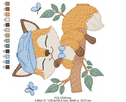 Red Fox embroidery designs - Male Fox with cap embroidery design machine embroidery pattern - Animal embroidery file - instant download pes