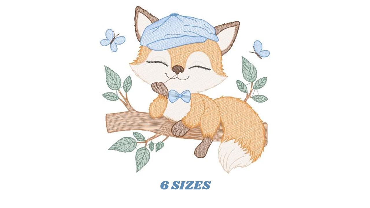 Red Fox embroidery designs - Male Fox with cap embroidery design machine embroidery pattern - Animal embroidery file - instant download pes