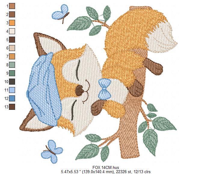 Red Fox embroidery designs - Male Fox with cap embroidery design machine embroidery pattern - Animal embroidery file - instant download pes