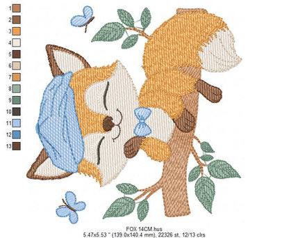 Red Fox embroidery designs - Male Fox with cap embroidery design machine embroidery pattern - Animal embroidery file - instant download pes