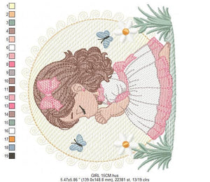 Praying girl embroidery designs - First Communion embroidery design machine embroidery pattern - Christian embroidery file - Christening